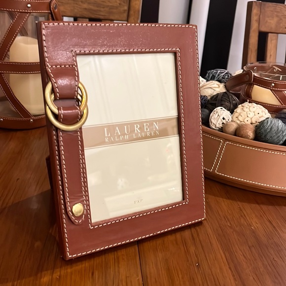 Ralph Lauren Fairwood Equestrian Theme Photo Picture Frame Leather 5”x7” new